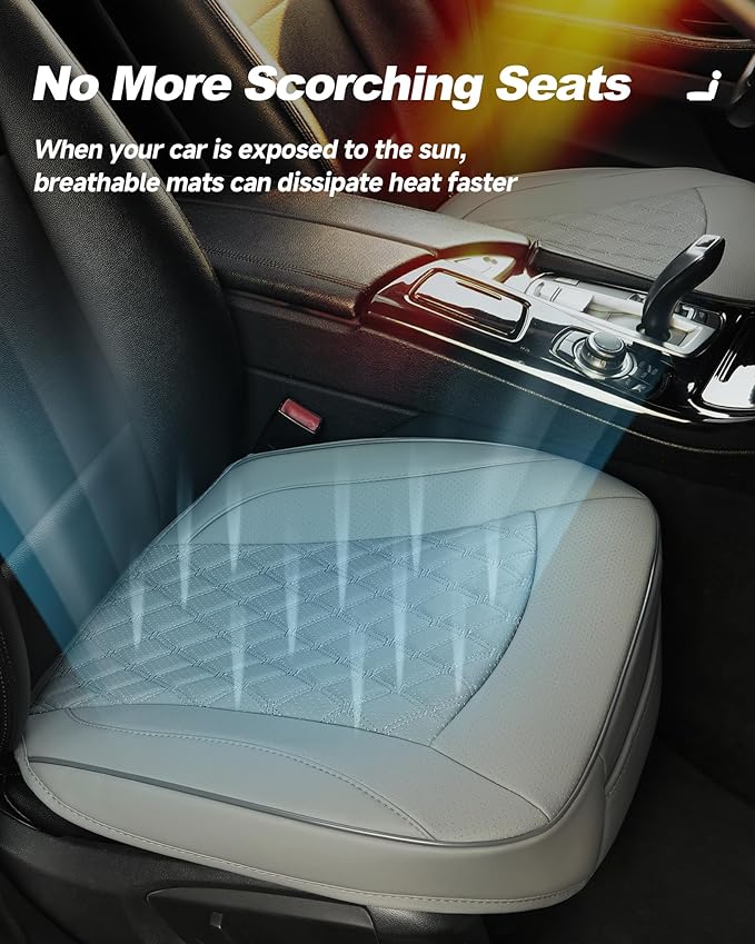 West Llama PU Leather Car Seat Cover Fit Winter,Breathable Bottom Seat Covers for Cars for Heated Seats,Universal Fits 90% Cars,SUVs,Sedans,21.26 × 20.86 Inch(1Piece-Gray)
