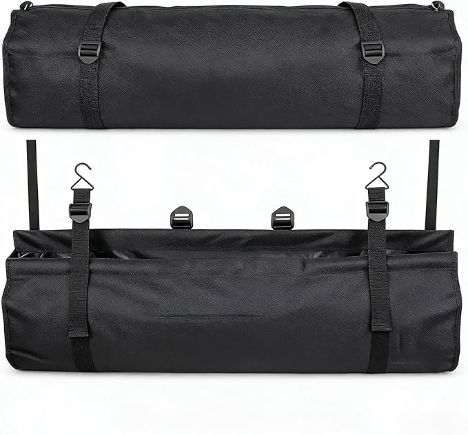 Car Trunk Organizer Hanging Bag, Waterproof Backseat Storage for SUV Jeep Truck Minivan, Black, 35.4 x 11.2 Inches, Foldable
