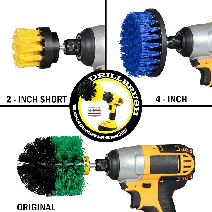 Drillbrush Shower Scrubber Drill Attachment - Car Detailing Tools - Dishwasher Safe Drill Brush Scrubber For Cleaning Tubs, Sinks, Tile, Grout, Flooring, Carpet, Leather, Seats, Boats, Kitchens, Ovens