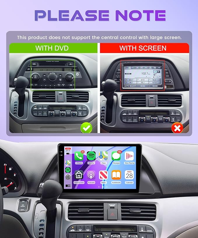 4G+64G Android 15 Car Stereo Radio for Honda Odyssey 2005-2010, Rimoody Wireless Carplay Andorid auto Mirror Link 10'' INCELL Touchscreen GPS WiFi Bluetooth 5.0 FM/RDS EQ-32 SWC Backup Camera