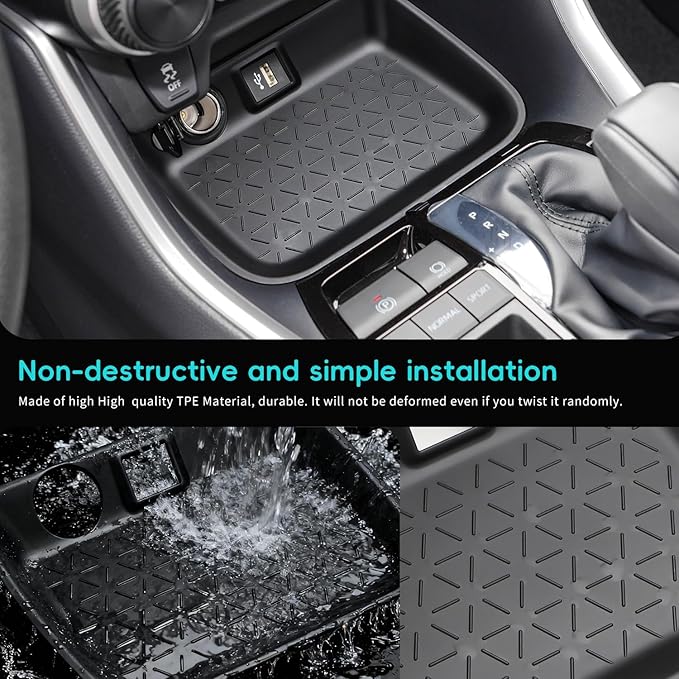 auovo Passenger Storage Organizer Mat Compatible with Toyota RAV4 Accessories 2025 2024 2023 2022 2021 2020 2019 RAV-4 Drivers Side Cubby Organizer Passenger Glove Box Organizer Tray (3PCS)