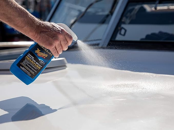 Meguiar's M4716 Marine/RV Hard Water Spot Remover - Effective Marine Hard Water Spot Remover for Boats, RVs, Removes Mineral Deposits, Ideal Boat Water Spot Remover for Marine Enthusiasts