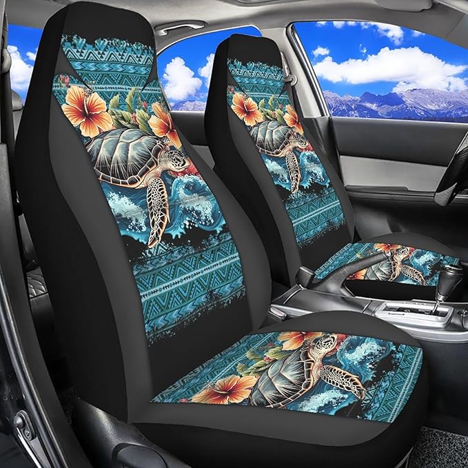 ELEQIN Hawaii Turtle Car Seat Covers Universal High Back Fashion Cushion Protector for Car Truck Suvs,Sedans,Vehicles, Front Car Seat Covers 2 Pack