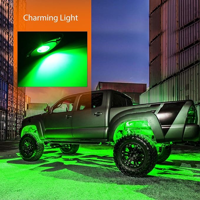 Nilight LED Rock Light Pods Waterproof Under Body Wheel Well Light Exterior Interior Lights for Car Truck Pickups ATV UTV SUV Motorcycle Boat, 4PCS Green