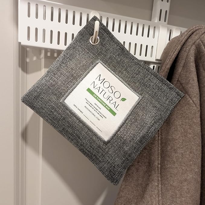Moso Natural Air Purifying Bag 300g (10.58oz) Premium Bamboo Charcoal Odor Absorber for Home & Pet, Closet Odor Eliminator & Small Room Deodorizer, Unscented Charcoal Bags Last 2 Years (2 Pack)