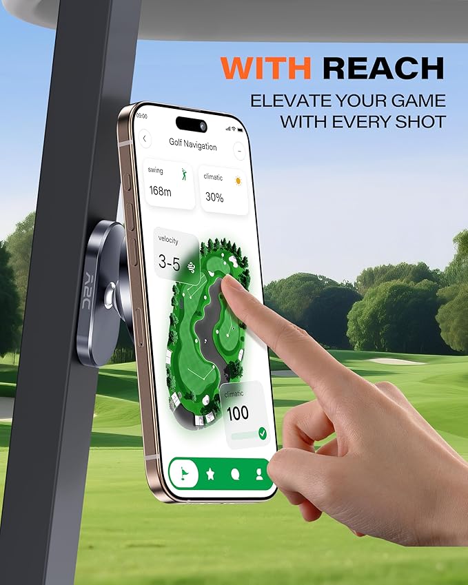 A2C Alloy Magnetic Golf Cart Phone Holder for MagSafe iPhone, Unique Golf Gifts for Men Golfers Dad Father, Golf Gift for Him Husband, Golf Accessories Essentials Gadgets (US Flag)