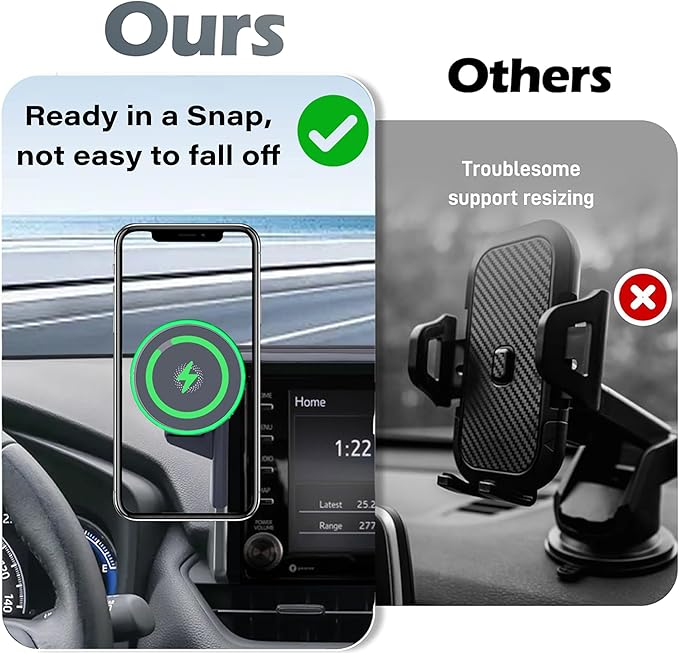 Car Phone Holder for Toyota RAV4 2019-2025 Accessories 15W Fast Wireless Charger Apply to 7/8 Inch Touch Screen Fixed Clip Magnetic Cell Phone Mount Hands-Free 360°Rotation