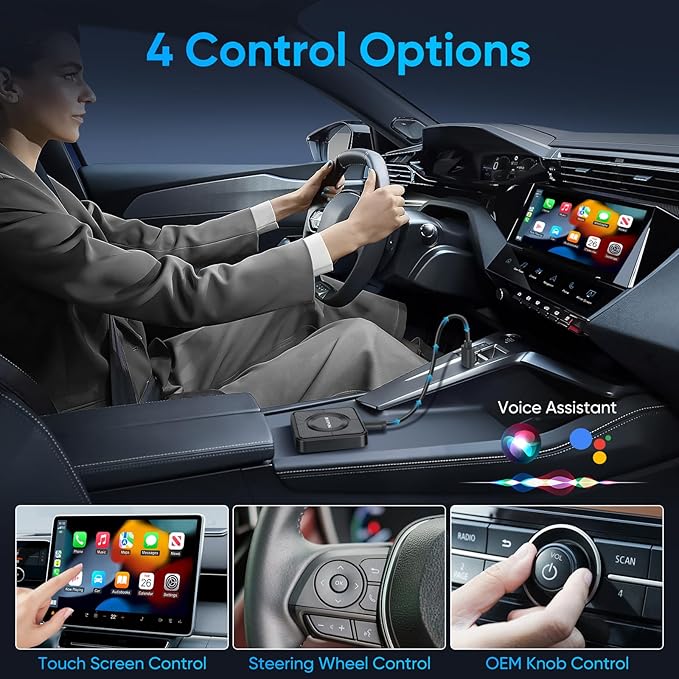 Upgraded Wireless CarPlay Adapter, 3-in-1 Wireless Carplay & Android Auto& Video Adapter, Built in Netflix YouTube Support TF Card, Plug & Play, USB Type C, USB Type A Compatible with iPhone & Android