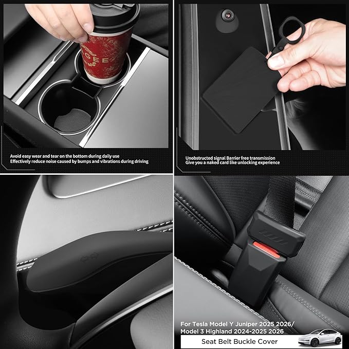 LUCKEASY Organizer for Tesla Model Y Juniper 2025+ Rear Trunk Storage Bins|Wireless Charging Pad|Seat Belt Buckle|Key Card|Center Mat|Glove Box Hook|Seat Hooks|Gear Shift|Door Lock Buckles|Cup Holder