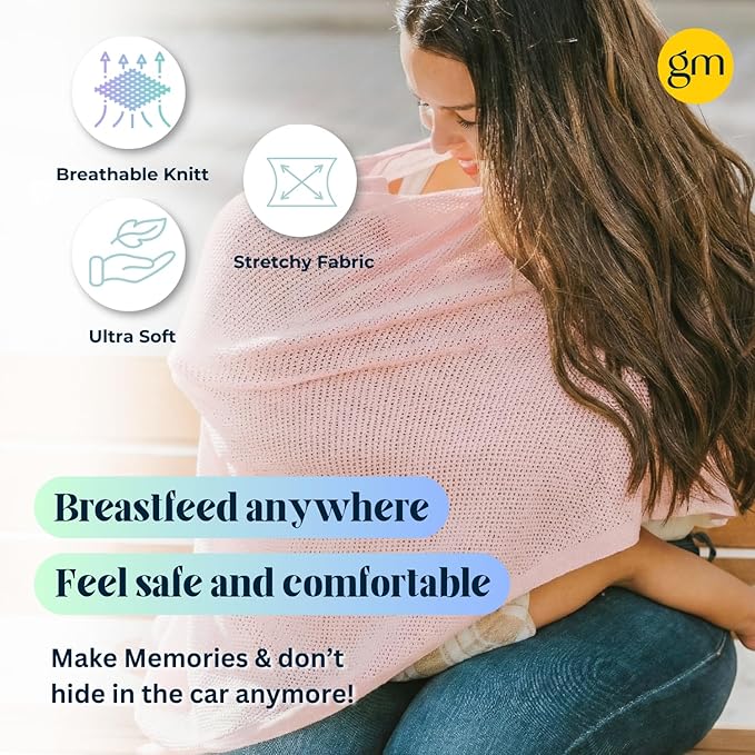 Breathable Nursing Cover for Breastfeeding | Ponchy by Gold Mamas | 5 in 1 Nursing Poncho | Baby Registry Essentials | Rose Pink