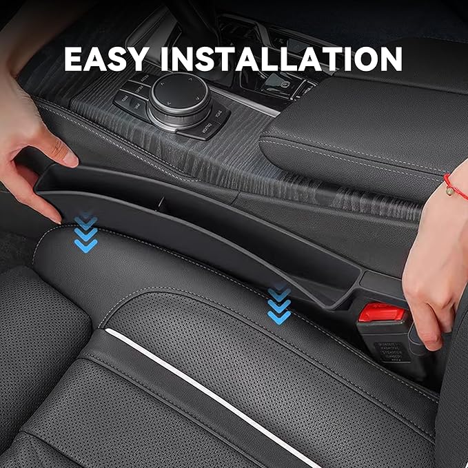 2PCS Car Seat Gap Filler, Automotive Seat Organizer Fill The Gap Between Seat and Console, Universal Car Storage Box Inserts Fill The Gap Between Seat &Console for Coins Wallets Keys (Black)