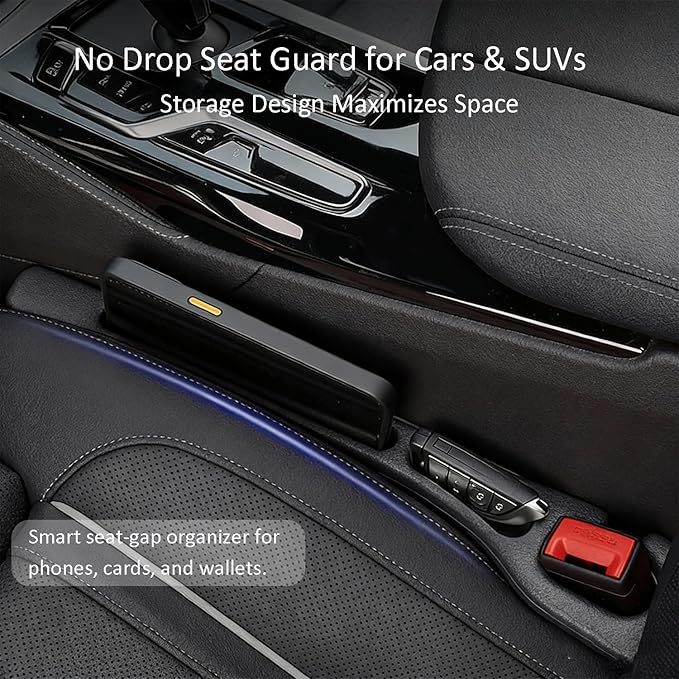 Premium Car Seat Gap Filler Organizer 2-Pack - Universal Fit Seat Gap Plug Blocker, Drop-Proof Console Catcher for Phones, Keys & Cards, Interior Auto Accessories for Cars, Trucks & SUVs