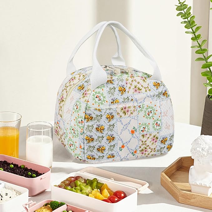Lunch Bag for Women Insulated Lunch Box Cute Corduroy Lunch Tote Bags Reusable Large Capacity Cooler Bag for Travel Work Picnic