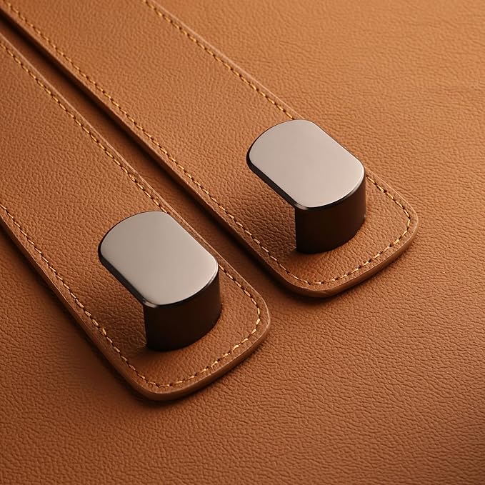 Genuine Leather Car Purse Hook - Flexible Car Seat Back Storage Hook for Purses and Bags, Universal Headrest Hooks for Car, Upgraded Car Purse Holder Hanger for Head Rest (Brown-1 Pack)