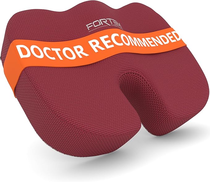 FORTEM Seat Cushion, Office Chair Cushion, Desk Chair Memory Foam, Sciatica Coccyx Tailbone Pain Relief, Pressure Relief, Sitting Pad, for Long Gaming & Sitting, Washable Cover, Non Slip