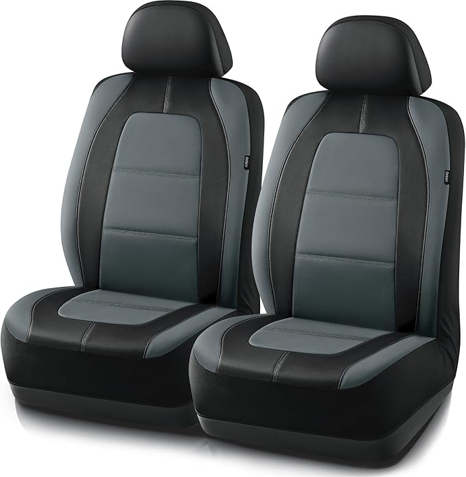 Road Comforts Car Seat Cover, Front Leather Car Seat Covers, Automotive Low Back Sport Car Seat Covers, Airbag Compatible, Universal Fit for Most Cars, SUVs, Trucks and Vans