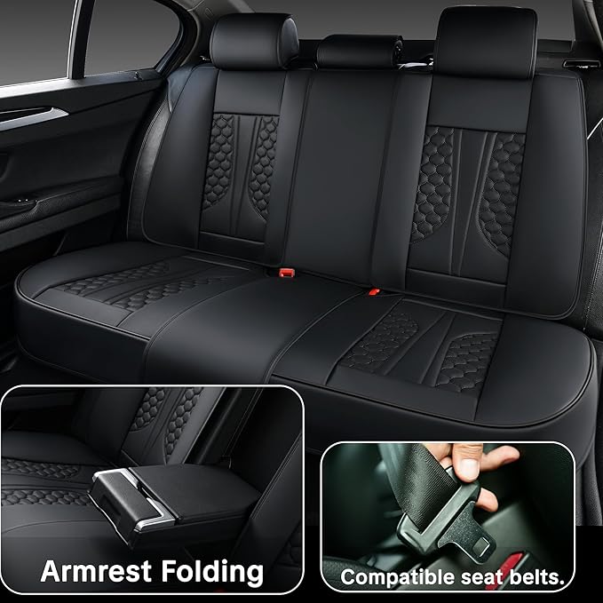 Black Car Seat Covers for Ford Bronco Sport 2021-2025 Car Seat Cover, PU Leather, 5 Piece Full Set, Anti-Slip, Waterproof, Beautify Interior, Beautify The Interior of Old Cars