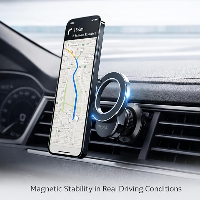 Trusmi Magnetic Car Phone Holder for MagSafe, Air Vent Phone Mount 360° Rotation, Strong Magnet Cell Phone Holder for Car for iPhone 17 16 15 14 13 12 Pro Max, Samsung Galaxy, Google Pixel