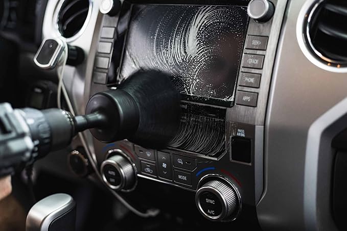Detail Factory - XL Flat Top Drill Brush - Soft Bristle Drill Brush Attachment for Car Detailing, Carpet & Upholstery Cleaning, Power Scrubber for Drill