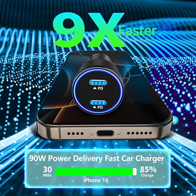 【MFi Certified】iPhone Car Charger Fast Charging, Linocell 60W Dual USB C Car Power Cigarette Lighter Car Carplay Charger with 2Pack Type C to Lightning Braided Cable for iPhone 14 13 12 11 Pro XS iPad