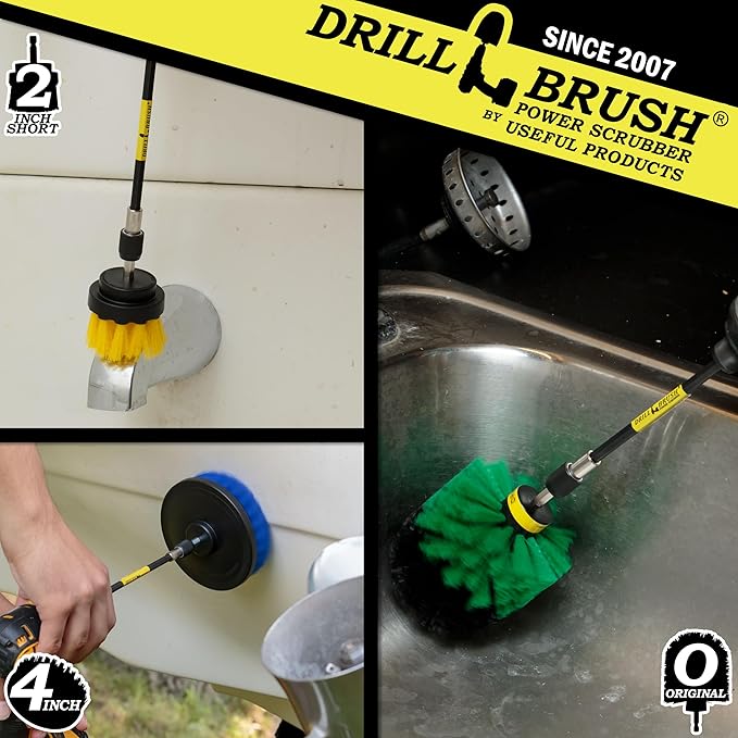 Drillbrush Shower Scrubber Drill Attachment - Car Detailing Tools - Dishwasher Safe Drill Brush Scrubber For Cleaning Tubs, Sinks, Tile, Grout, Flooring, Carpet, Leather, Seats, Boats, Kitchens, Ovens