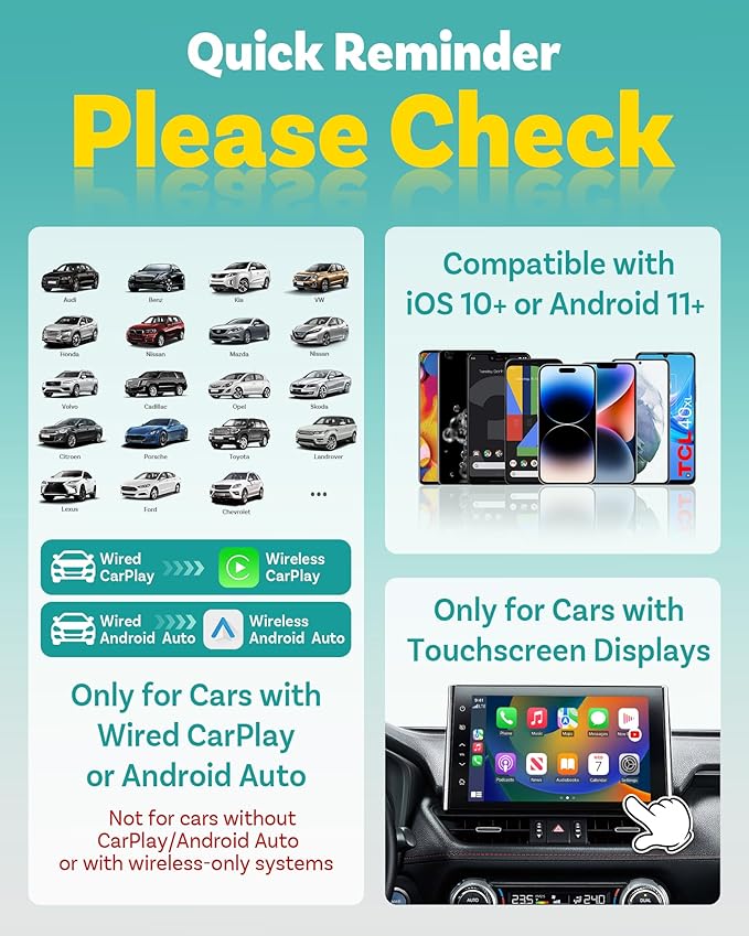 OTTOCAST Magic CarPlay Box 3-in-1 Wireless CarPlay Adapter for iPhone & Android Auto with YouTube Netflix TikTok+,Plug & Play,Auto Bluetooth Connection, Supports SIM & TF Card,App Download,E2