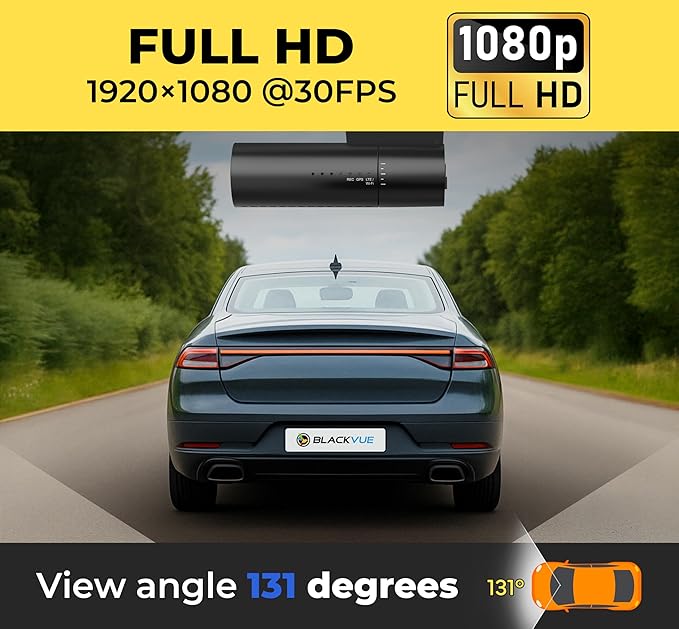 BlackVue DR590X-1CH Plus 32GB Dash Cam - Full HD 60fps Dash Cam Front, STARVIS, Free Hardwire Cable & SD Card, Built-in Wi-Fi, Parking Mode Support, App Control Dashcam