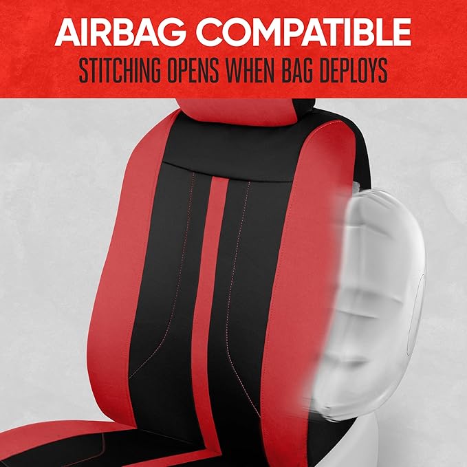 Motor Trend Red Cloth Car Seat Covers for Front Seats – Premium Automotive Bucket Seat Covers, Made for Vehicles with Removable Headrests, Interior Covers for Car Truck Van SUV