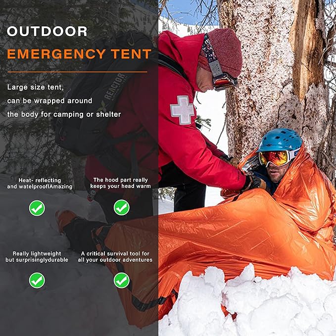 Emergency Survival Tent Shelter, 1 or 2 Person Emergency Tent with Emergency Whistle Emergency Shelter,Life Tube Tent for Camping,Hiking, Backpacking