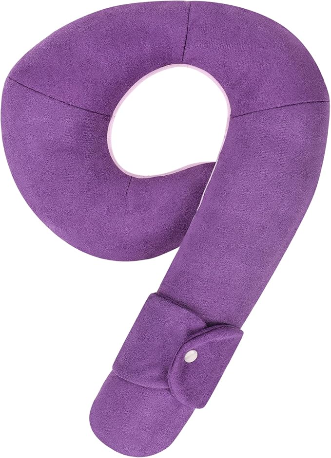 Kids Travel Neck Pillow, Toddler Travel Pillow for Car & Airplane and Head & Chin Support, Comfortably Travel Neck Pillow for Road Trip Sleeping, Gifts for Toddler/Kids (Deep Purple & Light Purple)