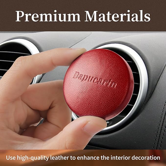 Car Air Freshener Vent Clip Fragrance Long Lasting Auto Odor Eliminator - Made with Natural Plant Extracts - Red Leather Diffuser with 2 Pieces Blue Moment Scent Refills