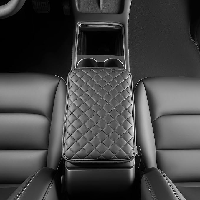 Car Armrest Covers, Vehicle Center Console Cover, Middle Storage Organizer Pads, Dog & Cat Paws Protetor, Nappa Leather, Waterproof, Anti-Slip, Auto Interior Accessories, Black, Size M