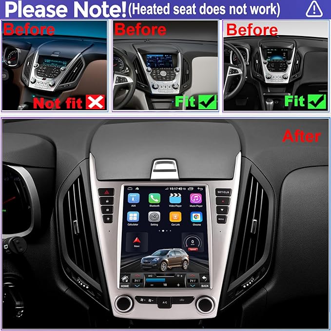 QLED 8-Core CPU Radio Upgrade for Chevy Chevrolet Equinox 1LT 2LT LTZ 2010 2011 2012 2013 2014 2015,IPS Touch Screen,CarPlay Android Auto Ready