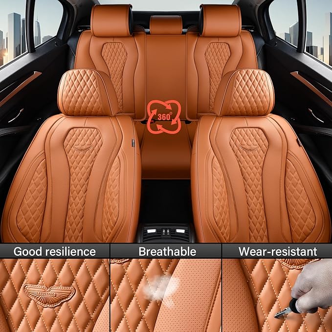 Coverado Seat Covers,Waterproof Seat Covers Front Seats, Brown Car Seat Cover, Luxury Front Car Seat Covers Leather Car Seat Protector, Automotive Car Seat Covers Universal Fit Most Cars