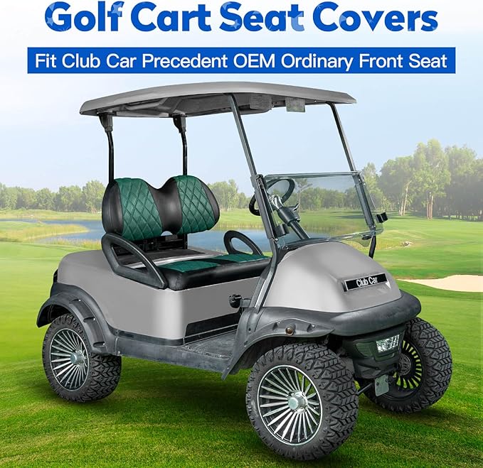 NOKINS Golf Cart Diamond Seat Covers Kit, Fit for Club Car Precedent OEM Standard Front Seat Cushion, Golf Cart Vinyl Seat Cover, No Nails Required