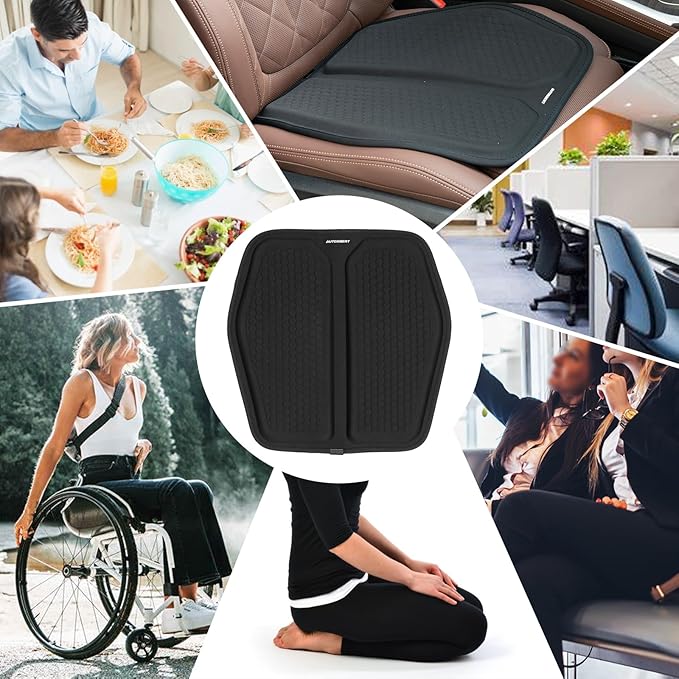 XUKEY Gel Seat Cushion with Non-Slip Cover,Gel Seat Cushion for Long Sitting Pressure Relief,Seat Cover Big Absorbs Pressure Points,Anti-Slip Coccyx Cover for Tailbone Lower Back Pain