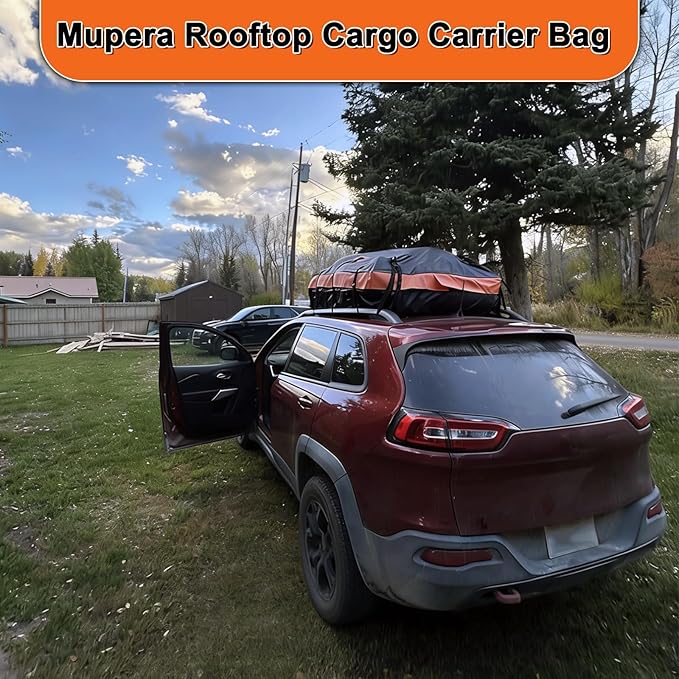 Mupera Car Rooftop Cargo Carrier, 20 Cubic Feet Waterproof PVC Roof Rack Cargo Carrier with Anti-Slip Mat, Combination Lock, Storage Bag, Suitable for Vehicles with or Without Roof Rack