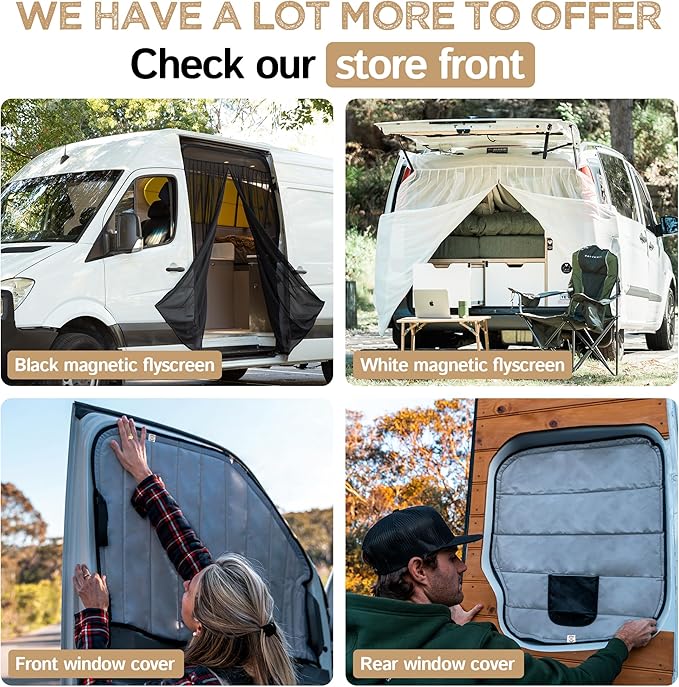Living in a Bubble Magnetic Bug Screen for Front Doors (Pair), Universal Size for Sprinter, Metris, Ford Transit, and Other Vans & Cars - Car Living Essentials & Van Life Accessories