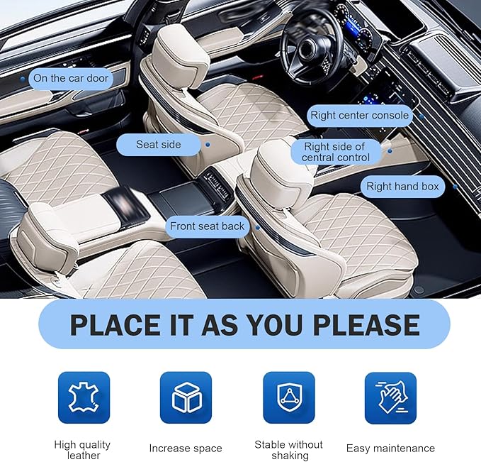 Car Seat Side Storage Pocket, Console Side Organizer Bag for Keys Phones Cards Tickets, Leather Multifunctional Breathable Storage Bag, Suitable with Most Cars, SUVs, Trucks (Black)