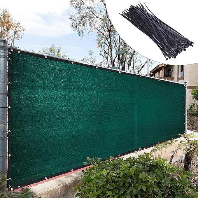 Royal Shade 6' x 25' Green Fence Privacy Screen Windscreen Cover Netting Mesh Fabric Cloth - Cable Zip Ties Included (We Make Custom Size)
