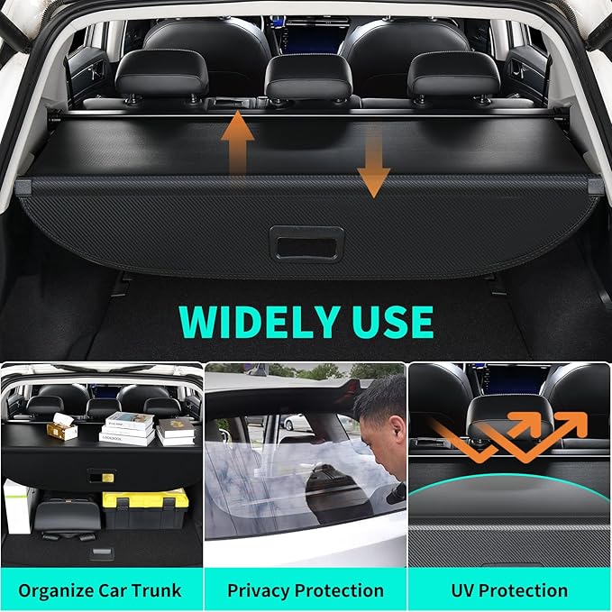 Tecoom Cargo Cover fit for Chevy Trax Accessories 2024, Retractable Rear Trunk Cover Luggage Security Shade, Anti-Peeping Privacy Screen Protector, Carbon Fiber Texture