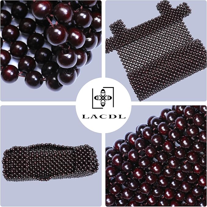 LACDL Beaded Car Seat Covers for Cars, Cooling Bead Seat Cover for Trucks & SUVs - Auto Ventilated Seat Cooler Pad, Natural Wood Breathable Beads - Sweat Protector for Summer, Dark Red