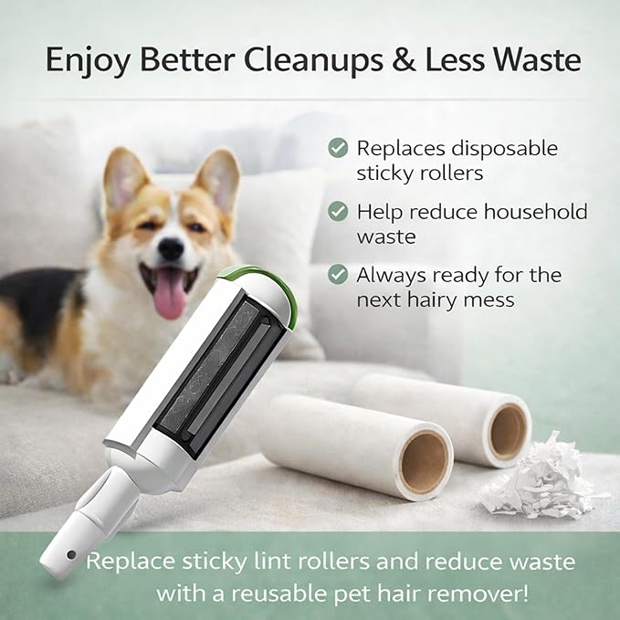 Pet Hair Remover Roller- Pet Hair Removal Tool with Strong Grip for Effortless Cleaning- Pet Hair Roller Lifts Fur from Clothes, Furniture & Car- Keep Your Home Fur-Free with Easy Cat Hair Lint Roller