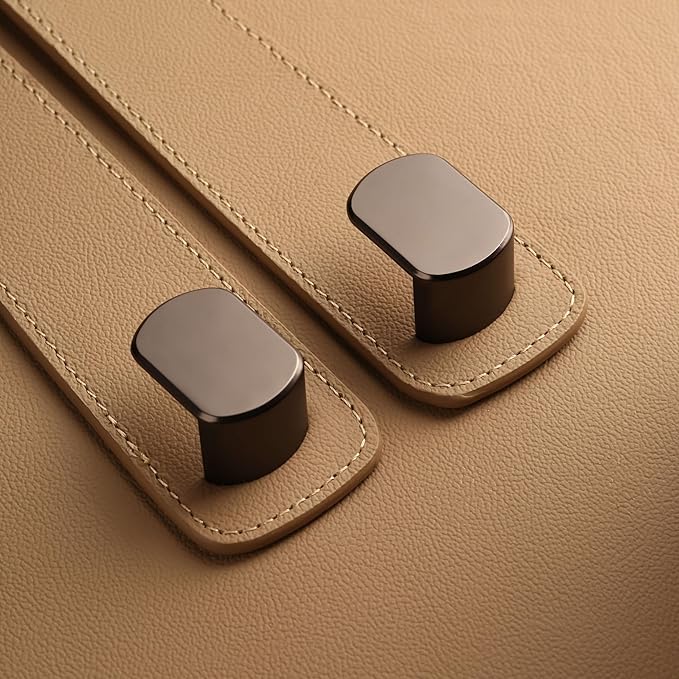 Genuine Leather Car Purse Hook - Flexible Car Seat Back Storage Hook for Purses and Bags, Universal Headrest Hooks for Car, Upgraded Car Purse Holder Hanger for Head Rest (Beige-1 Pack)