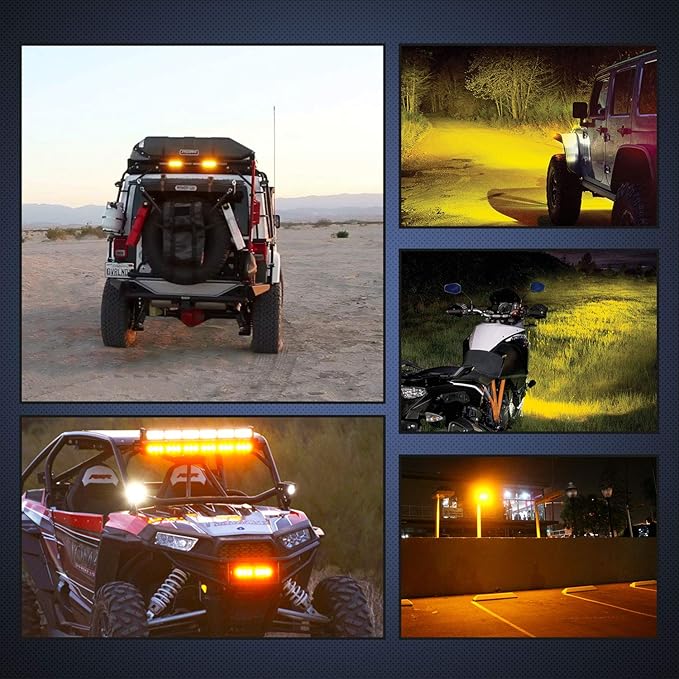 Nilight Led Light Bar 2PCS 6.5 Inch Amber 120W Spot Flood Combo 12000LM Waterproof Triple Rows Off Road Fog Lights with 16AWG Wiring Harness Kit-2 Lead, 2 Year Warranty