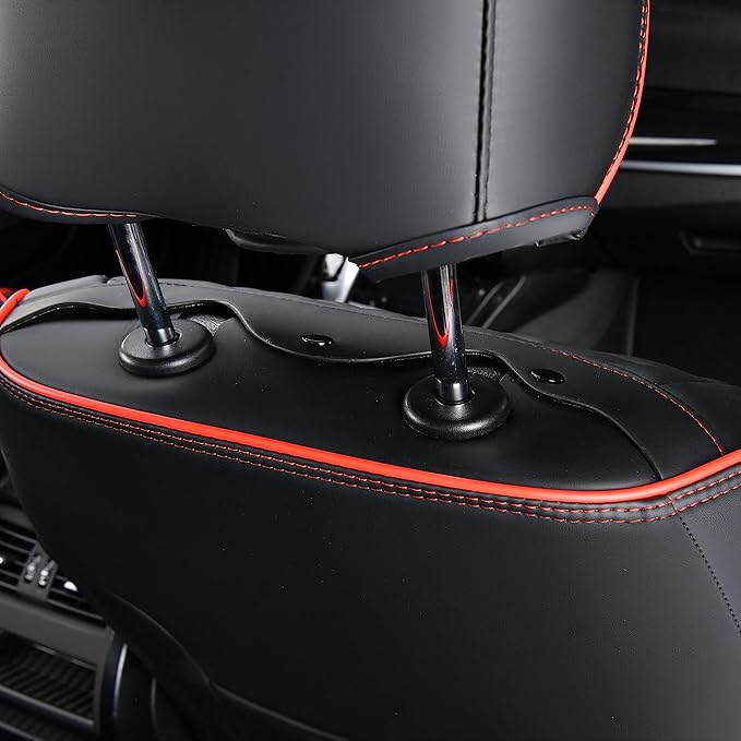 FLORICH Leather Seat Covers, Seat Covers Full Set, Car Seat Protectors 5 Seats, Automotive Seat Covers Fit for Most Cars Trucks SUV-Black&Red Line