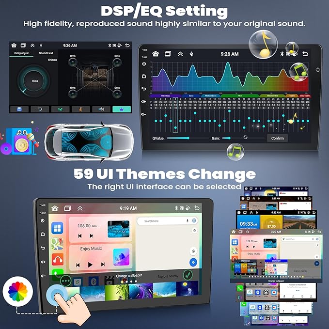 [8Core 6+128GB] Android 15 Car Stereo for Honda Civic 2006-2011 with Wireless CarPlay&Android Auto,10.1 Inch 1280 * 720P IPS Touch Screen,Bluetooth,GPS,WiFi,FM/RDS,32 Band DSP,SWC,HD Backup Camera