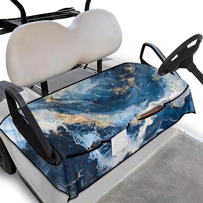 Biyejit Golf Cart Seat Covers with 4 Pockets Golf Cart Seat Towel Blanket Fits 2-Seat Golf Carts, Golf Cart Accessories