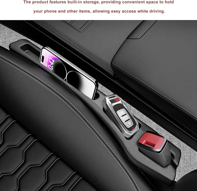2 PCS Car Seat Gap Filler Organizer, No Drop Vehicle Seam Plug Organizer with Storage Slot, Multifunctional Console Side Gap Filler for Most Vehicles, Car Accessories (Brown)