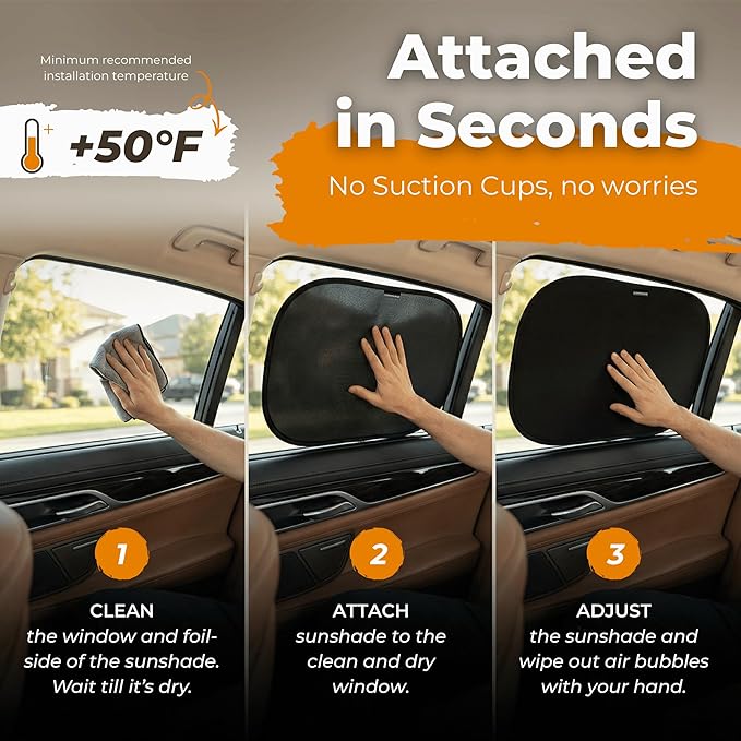 Car Window Shade for Baby with Certified UV-Protection 2 Pack - 20"x12"